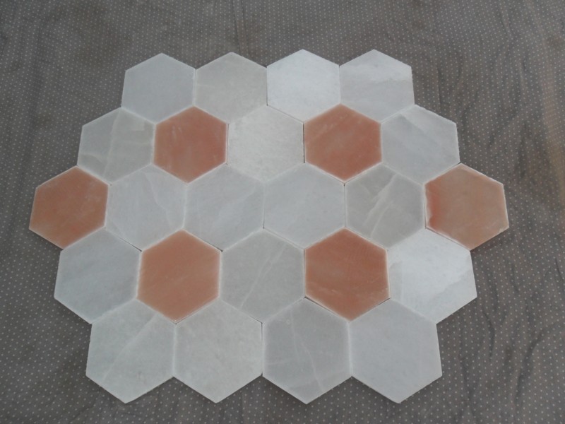 himalayan hexagon tile one side beveled (white)